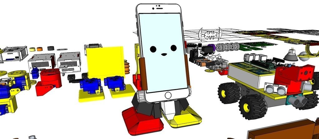 mobbob v2 remix - smart phone controlled robot pinshape snart-phone-control sg90 biped humanoid 3d-design 3D print model - Mito3D