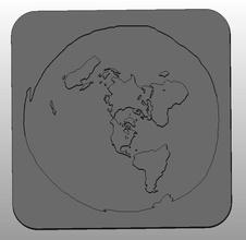 plat earth map pinshape terre flatearth 3d print model - Mito3D