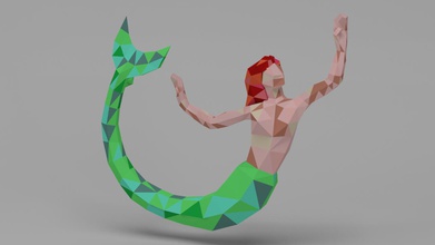 poly sirena ciondolo pinshape mermaid minimalista low 3d stampa design concorso 3d print model - Mito3D