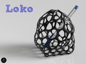 loko pinshape pen-holder pencils pencil-holder alien desk ornament organiser organic-shape holder 3d print model - Mito3D