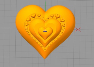 triple heart inset pinshape gifts gifts-for-her love love-charm valentines day valentine 3d print model - Mito3D