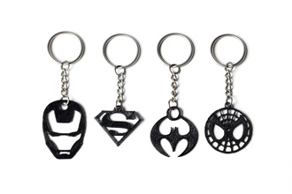superhero keychains pinshape icon symbol logo functional function avatar man iron hero super movie character figurine superman spiderman pendant keychain jewelry gadget batman accessories 3d print model - Mito3D