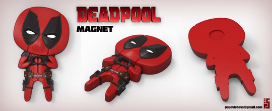 deadpool feel love magnet pinshape day valentines' character magnets heart 3dprint 3d print model - Mito3D