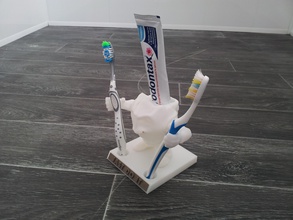 supertooth pinshape dessin animé super héros caractère salle bains jouet bain brosses dents dentifrice stand dent 3d print model - Mito3D