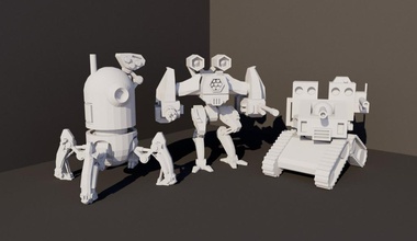 robot minifigure trio pinshape 3d-design 3d print model - Mito3D
