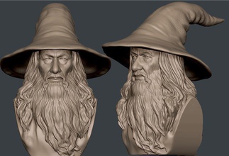 gandalf busto pinshape anéis senhor mithrandir ol rin tolkien cinza mágico assistente ian 3d print model - Mito3D