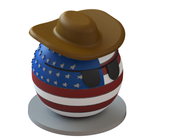 estados unidos countryball pinshape vaquero juguete 3D print model - Mito3D