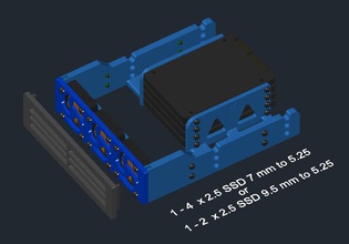 hdd caddy 1 4 unidades ssd bahía 525 pinshape adaptador 3d print model - Mito3D