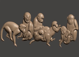 singes famille pinshape Conception 3d 3d print model - Mito3D