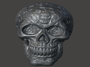 skull-engraving pinshape 3d-design 3d print model - Mito3D