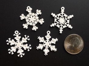 tiny snowflake ornaments - machine pinshape 3d-design 3d print model - Mito3D