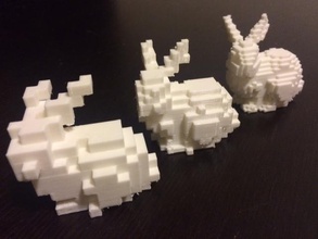 low-voxel stanford bunny + voxelization minecraft tutorial pinshape 3d-design 3d print model - Mito3D