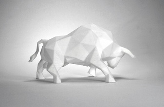 poli bull arte escultura pinshape estatueta estátua low poly origami moderno facetada brinquedo secretária decoração touro animais 3d print model - Mito3D