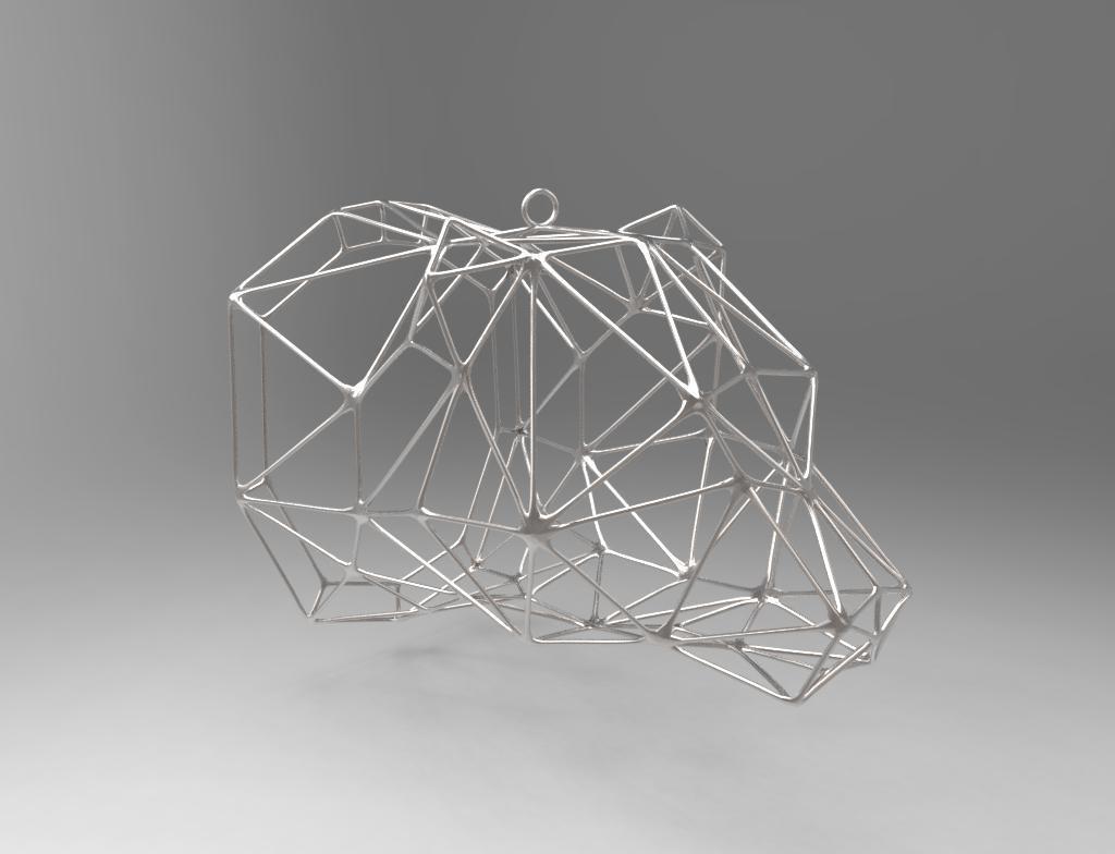 bear wireframe pendant pinshape 3d-design 3D print model - Mito3D