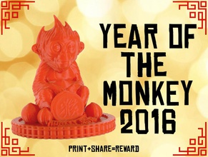 singe rouge chinois l'année 2016 pinshape Conception 3d 3d print model - Mito3D