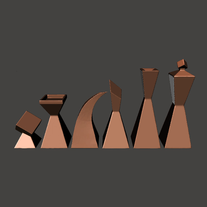 modern chess set - square supports pinshape 3D print model - Mito3D