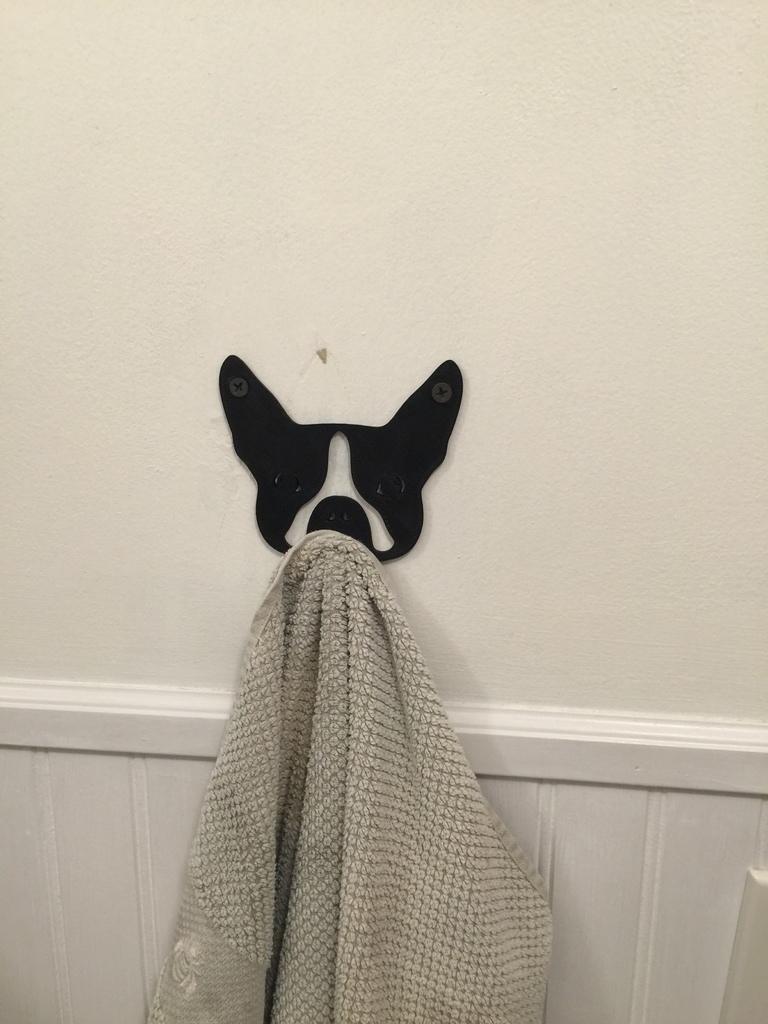 boston terrier towel hook pinshape 3d-design 3D print model - Mito3D