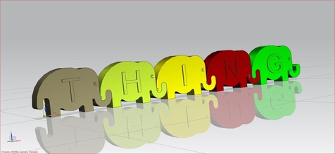 vinculação elefante letras pinshape brinquedos 3d print model - Mito3D