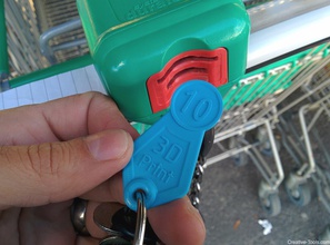 carrello token pinshape shopping cart moneta keychain chiave trolley 3d print model - Mito3D