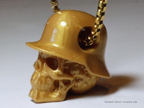 hole head army skull pendant pinshape fashion doll gothic scary halloween horror decaded exploded zombie burnt germany wwii helmet military 3d print model - Mito3D