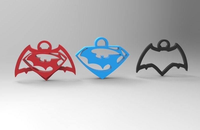 bvs keychain earing necklaces pinshape batman-v-superman-design-contest 3D print model - Mito3D