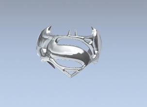 batman superman anneau pinshape concours design 3d print model - Mito3D