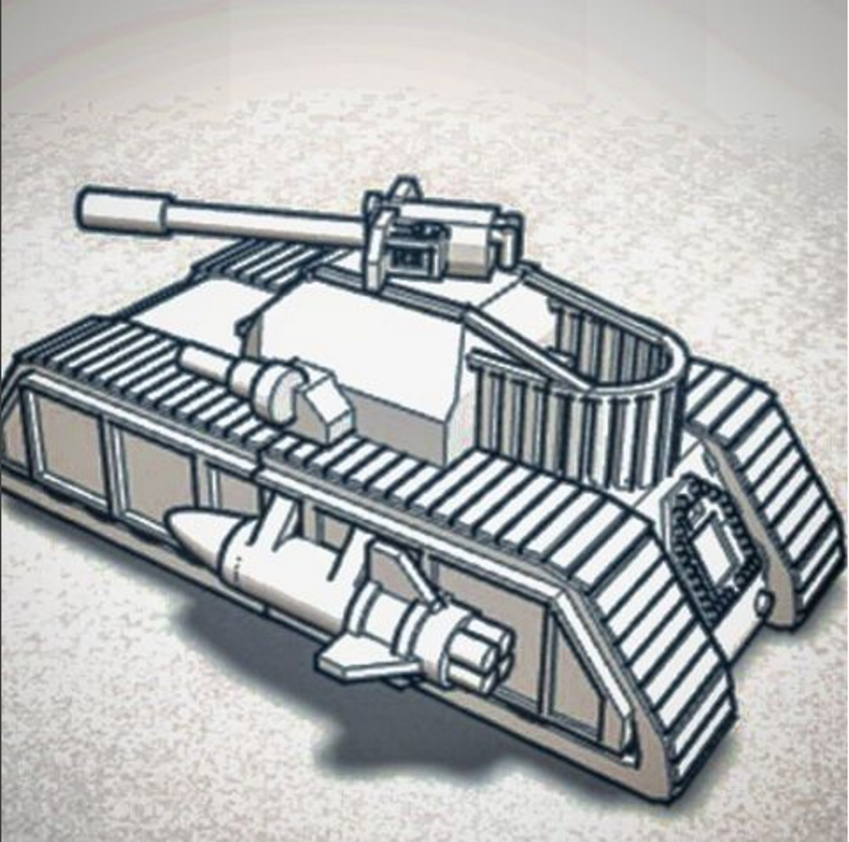 tanque pesado pinshape ametralladora warmachine vehículo tinkercad misil guerra heavytank arma fuego tirador tanques 3D print model - Mito3D