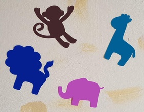 bebek hayvan çıkartmaları pinshape aslan aslanlar zürafa maymunlar maymun fil filler etiket çıkartma ninjaflex 3d print model - Mito3D