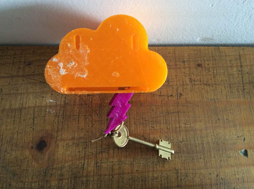 cloud thunder magnet key holder pinshape 3d-design 3D print model - Mito3D