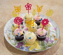 spring flowers butterflies bees multi purpose picks pinshape pick decorations shower cupcakes flower day mothers gardening toothpick garden butterfly mothersday 3d print model - Mito3D