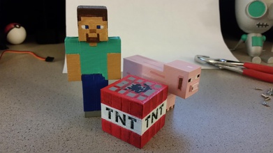 minecraft steve tnt cerdo pinshape estatuilla figura bloque 3d print model - Mito3D
