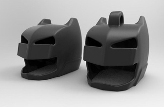 Fledermaus helm Schlüsselanhänger Ohrring Halskette 2 vers pinshape batman superman design contest 3d print model - Mito3D