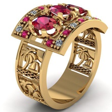 ring band pinshape emerald day sapphire ruby gemstone gold jewelry jewellery wedding engagement diamond jewel rings 3d print model - Mito3D