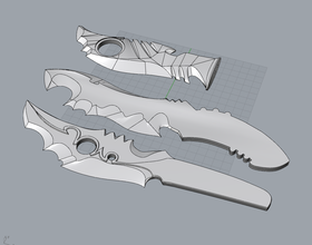wip cosplay cuchillas pinshape traje proposición prop cuchillos daga 3d print model - Mito3D