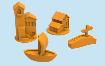 catan pièces set base + bateau pinshape soutien jeux morceaux jeu plateau 3d print model - Mito3D