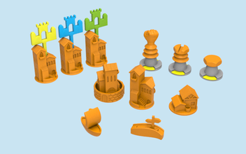catan pieces cities & knights + seafarers pinshape ships soldiers support board-game games 3d print model - Mito3D