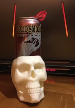 dead head container pinshape art prop paintbrush paintable coins cup change skeleton pumpkin day-of-the-dead halloween tealight candle planter soda beer pencil holder toothbrush coaster skull 3d print model - Mito3D