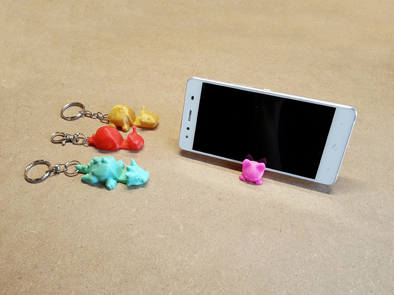 keichain smartphone stand pinshape snail keychains support dinosaurs dino hippo 3D print model - Mito3D