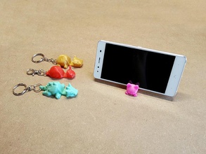 keichain smartphone stand pinshape Schnecke Schlüsselanhänger Unterstützung Dinosaurier dino hippo 3d print model - Mito3D