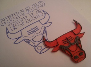 chicago bulls logo pinshape 3d tasarım 3d print model - Mito3D
