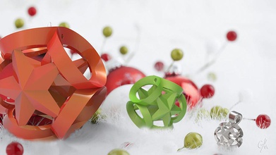 ribboned estrellas adorno árbol navidad grande pinshape vacaciones santa bola xmas 3d print model - Mito3D