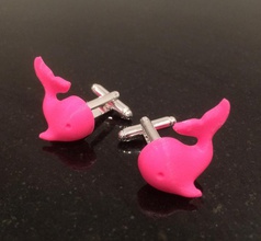 'pinksie whale' cufflinks pinshape 3d-design 3d print model - Mito3D