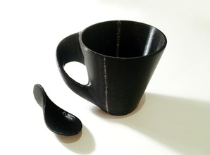 xícara café açúcar colher pinshape 3d design 3d print model - Mito3D