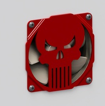 punisher cranio griglia ventola 120mm teschio pinshape grill fan logo disegno 3d 3d print model - Mito3D