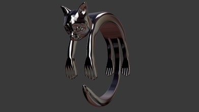 cat shape ring pinshape unique shaped 3d print model - Mito3D