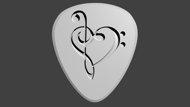 guitar pick - heart shaped music pinshape guitar-pick 3d print model - Mito3D