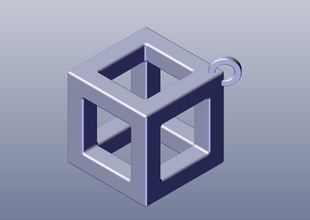 cube keyring pinshape hollow key 3d print model - Mito3D