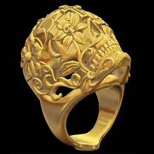 skull ring pinshape art stampabile suport generato fiore cranio 3d print model - Mito3D
