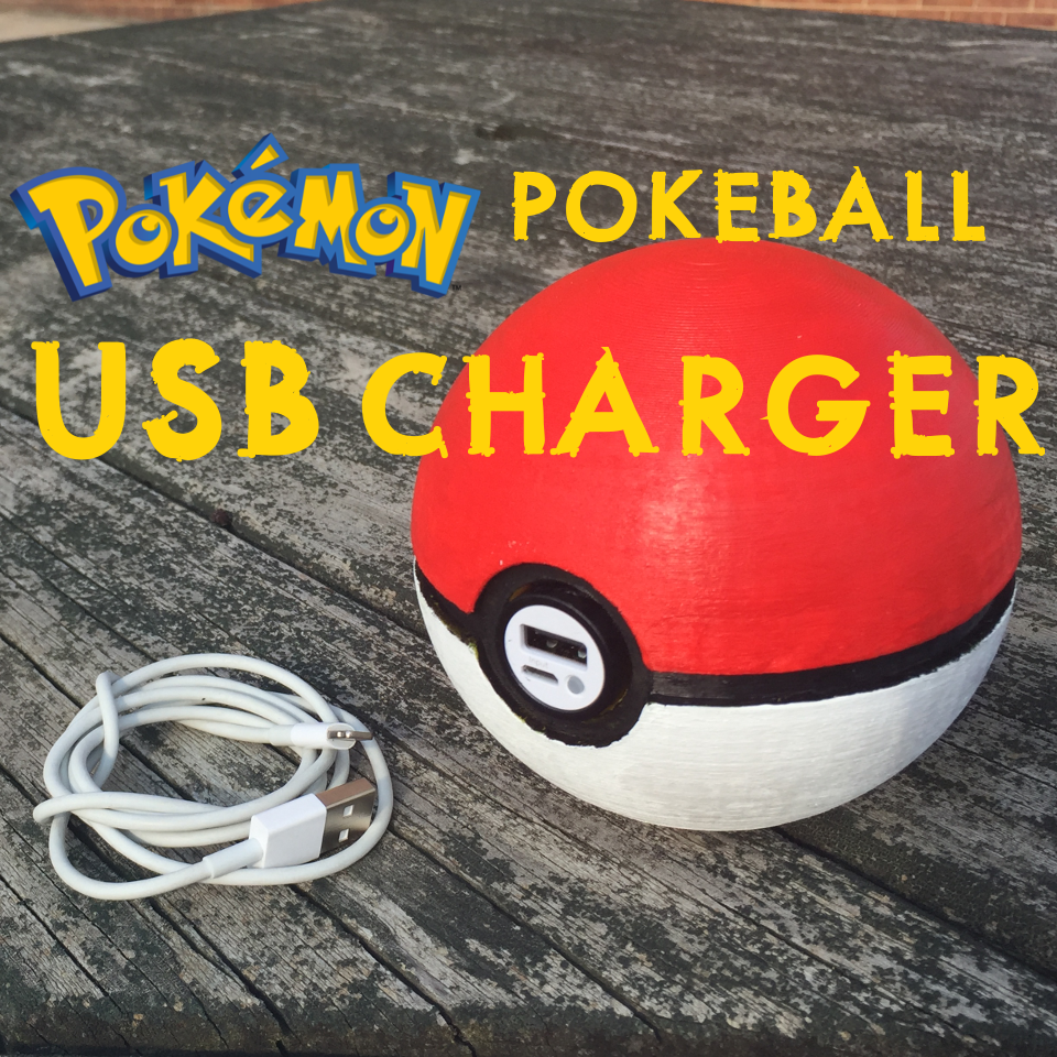 pokeball usb charger pinshape battery portable mobile-charger phone-charger usb-charger -usb -pokeball pokemon-go pokemon 3D print model - Mito3D