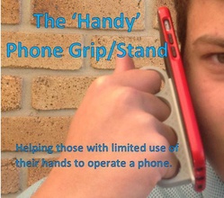 'handy' phone grip stand pinshape hands- gripper phone- handles hands handle within-reach-3d-design-challenge-under-18 3d print model - Mito3D
